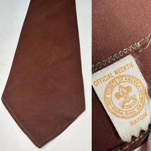Vintage BOY SCOUTS OF AMERICA Official Branded Brown Necktie Tie - Picture 1 of 7